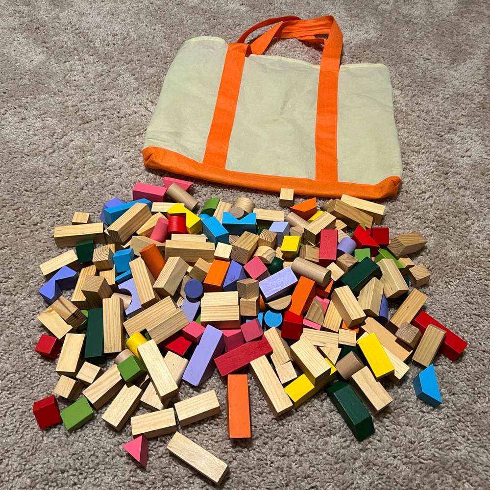 Wooden block set and carry/storage bag Approximately 200 pieces